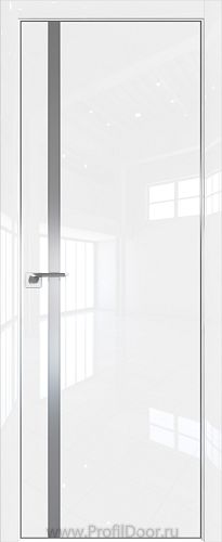 Дверь Profil Doors 122LK цвет Белый люкс кромка Матовый Алюминий с 4-х сторон стекло Lacobel Серебро Матлак