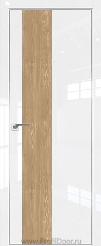 Дверь Profil Doors 5LK цвет Белый люкс кромка Матовый Алюминий с 4-х сторон вставка Каштан Натуральный