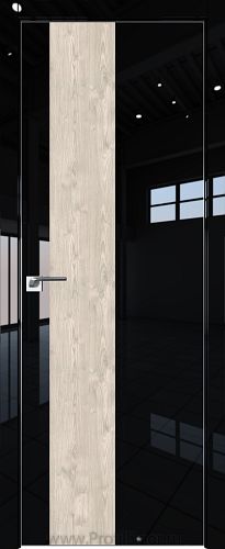 Дверь Profil Doors 5LK цвет Черный люкс кромка Матовый Алюминий с 4-х сторон вставка Каштан Светлый