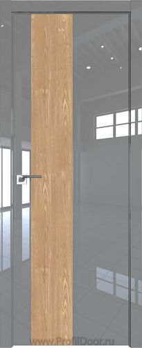 Дверь Profil Doors 5LK цвет Грей Люкс кромка Матовый Алюминий с 4-х сторон вставка Каштан Натуральный