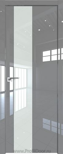 Дверь Profil Doors 5LK цвет Грей Люкс кромка Матовый Алюминий с 4-х сторон стекло Lacobel Белый лак