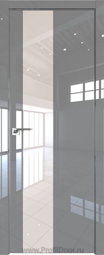 Дверь Profil Doors 5LK цвет Грей Люкс кромка Матовый Алюминий с 4-х сторон стекло Lacobel Перламутровый лак