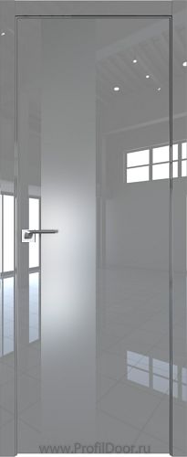 Дверь Profil Doors 5LK цвет Грей Люкс кромка Матовый Алюминий с 4-х сторон стекло Lacobel Серебро Матлак