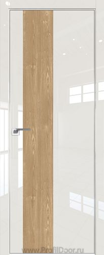 Дверь Profil Doors 5LK цвет Магнолия люкс кромка Матовый Алюминий с 4-х сторон вставка Каштан Натуральный