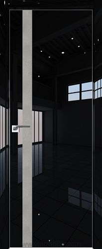 Дверь Profil Doors 6LK цвет Черный люкс кромка Матовый Алюминий с 4-х сторон вставка Бетон Платина