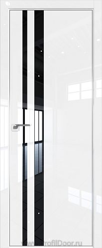 Дверь Profil Doors 16LK цвет Белый люкс кромка Матовый Алюминий с 4-х сторон стекло Lacobel Черный лак