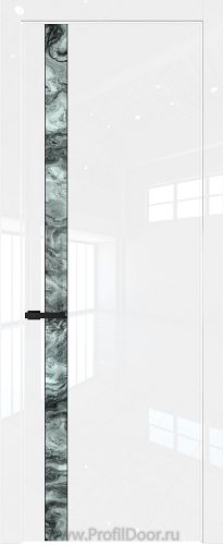 Дверь Profil Doors 18LW цвет Белый люкс стекло Атриум серебро молдинг Черный матовый