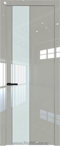 Дверь Profil Doors 19LW цвет Галька люкс стекло Lacobel Белый лак молдинг Черный матовый