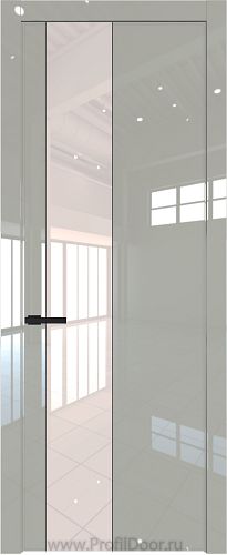 Дверь Profil Doors 19LW цвет Галька люкс стекло Lacobel Перламутровый лак молдинг Черный матовый