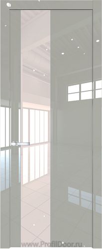 Дверь Profil Doors 19LW цвет Галька люкс стекло Lacobel Перламутровый лак молдинг Серебро