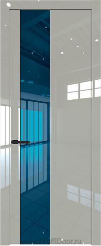 Дверь Profil Doors 19LW цвет Галька люкс стекло Зеркало Blue молдинг Черный матовый