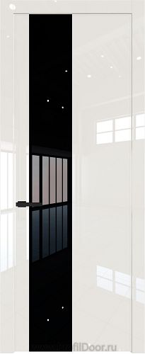 Дверь Profil Doors 19LW цвет Магнолия люкс стекло Lacobel Черный лак молдинг Черный матовый