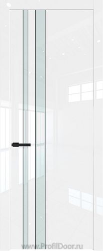 Дверь Profil Doors 20LW цвет Белый люкс стекло Lacobel Белый лак молдинг Черный матовый