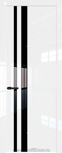 Дверь Profil Doors 20LW цвет Белый люкс стекло Lacobel Черный лак молдинг Черный матовый