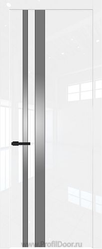 Дверь Profil Doors 20LW цвет Белый люкс стекло Lacobel Серебро Матлак молдинг Черный матовый