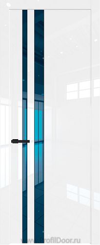 Дверь Profil Doors 20LW цвет Белый люкс стекло Зеркало Blue молдинг Черный матовый