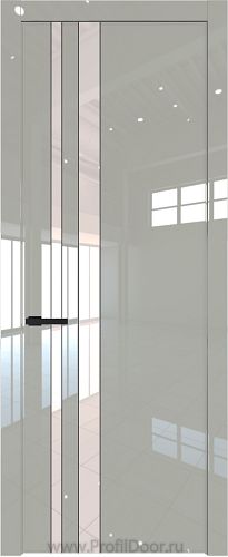 Дверь Profil Doors 20LW цвет Галька люкс стекло Lacobel Перламутровый лак молдинг Черный матовый