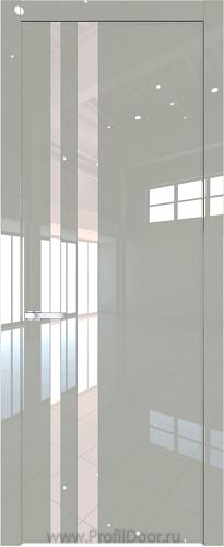 Дверь Profil Doors 20LW цвет Галька люкс стекло Lacobel Перламутровый лак молдинг Серебро