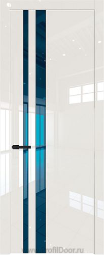 Дверь Profil Doors 20LW цвет Магнолия люкс стекло Зеркало Blue молдинг Черный матовый
