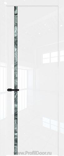 Дверь Profil Doors 21LW цвет Белый люкс стекло Атриум серебро молдинг Черный матовый
