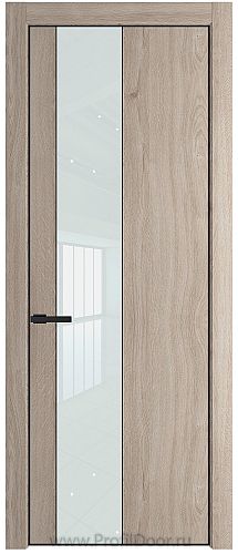 Дверь Profil Doors 19NA цвет Дуб Сонома стекло Lacobel Белый лак цвет профиля Черный матовый RAL9005