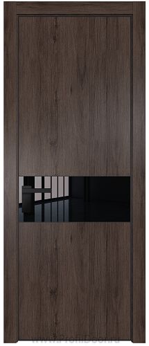 Дверь Profil Doors 17NE цвет Дуб Тобакко кромка Черный матовый RAL9005 стекло Lacobel Черный лак