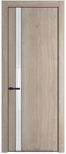 Дверь Profil Doors 18NE цвет Дуб Сонома кромка Черный матовый RAL9005 стекло Lacobel Белый лак