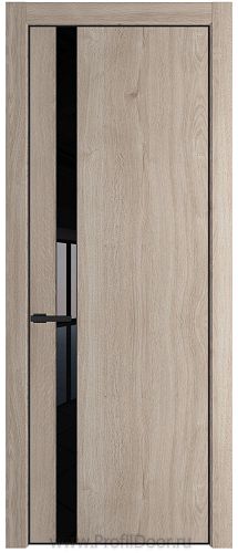 Дверь Profil Doors 18NE цвет Дуб Сонома кромка Черный матовый RAL9005 стекло Lacobel Черный лак