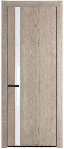 Дверь Profil Doors 18NE цвет Дуб Сонома кромка Черный матовый RAL9005 стекло Lacobel лак Классик