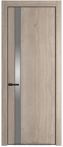 Дверь Profil Doors 18NE цвет Дуб Сонома кромка Черный матовый RAL9005 стекло Lacobel Серебро Матлак