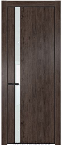 Дверь Profil Doors 18NE цвет Дуб Тобакко кромка Черный матовый RAL9005 стекло Lacobel Белый лак