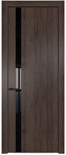 Дверь Profil Doors 18NE цвет Дуб Тобакко кромка Черный матовый RAL9005 стекло Lacobel Черный лак