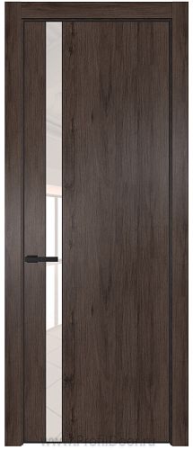 Дверь Profil Doors 18NE цвет Дуб Тобакко кромка Черный матовый RAL9005 стекло Lacobel Перламутровый лак