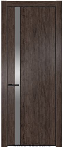 Дверь Profil Doors 18NE цвет Дуб Тобакко кромка Черный матовый RAL9005 стекло Lacobel Серебро Матлак