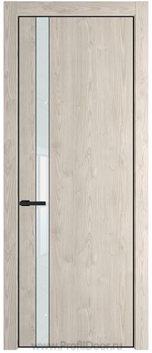 Дверь Profil Doors 18NE цвет Каштан Светлый кромка Черный матовый RAL9005 стекло Lacobel Белый лак