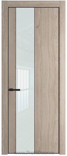 Дверь Profil Doors 19NE цвет Дуб Сонома кромка Черный матовый RAL9005 стекло Lacobel Белый лак