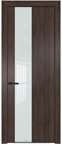 Дверь Profil Doors 19NE цвет Дуб Тобакко кромка Черный матовый RAL9005 стекло Lacobel Белый лак