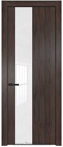 Дверь Profil Doors 19NE цвет Дуб Тобакко кромка Черный матовый RAL9005 стекло Lacobel лак Классик