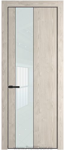 Дверь Profil Doors 19NE цвет Каштан Светлый кромка Черный матовый RAL9005 стекло Lacobel Белый лак