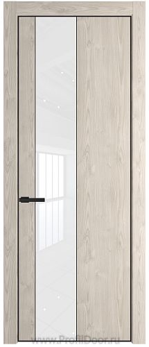 Дверь Profil Doors 19NE цвет Каштан Светлый кромка Черный матовый RAL9005 стекло Lacobel лак Классик