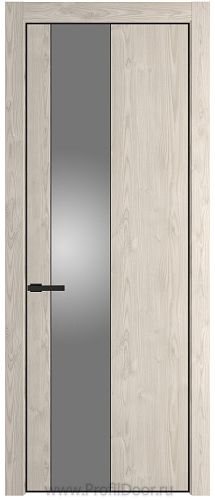 Дверь Profil Doors 19NE цвет Каштан Светлый кромка Черный матовый RAL9005 стекло Lacobel Серебро Матлак