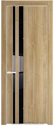 Дверь Profil Doors 20NE цвет Дуб Карамель кромка Белый матовый RAL9003 стекло Lacobel Черный лак