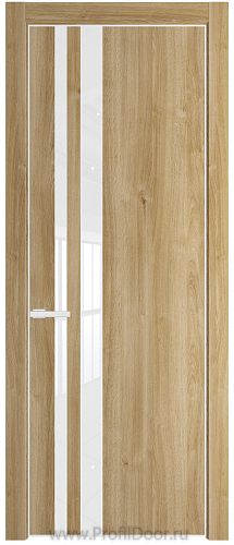 Дверь Profil Doors 20NE цвет Дуб Карамель кромка Белый матовый RAL9003 стекло Lacobel лак Классик