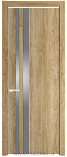 Дверь Profil Doors 20NE цвет Дуб Карамель кромка Белый матовый RAL9003 стекло Lacobel Серебро Матлак