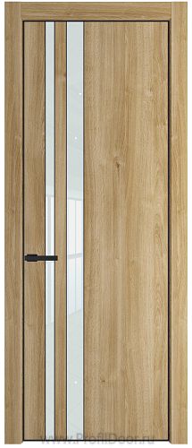 Дверь Profil Doors 20NE цвет Дуб Карамель кромка Черный матовый RAL9005 стекло Lacobel Белый лак