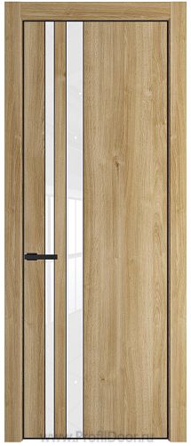 Дверь Profil Doors 20NE цвет Дуб Карамель кромка Черный матовый RAL9005 стекло Lacobel лак Классик