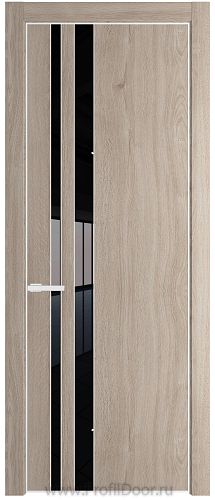 Дверь Profil Doors 20NE цвет Дуб Сонома кромка Белый матовый RAL9003 стекло Lacobel Черный лак