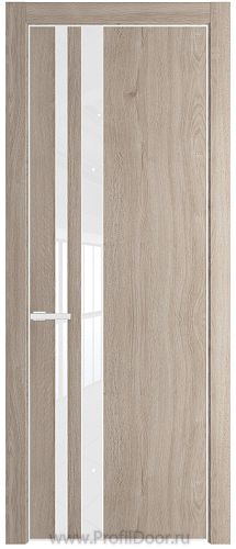 Дверь Profil Doors 20NE цвет Дуб Сонома кромка Белый матовый RAL9003 стекло Lacobel лак Классик