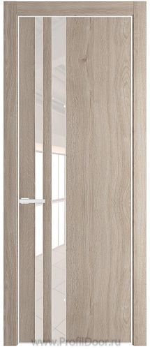 Дверь Profil Doors 20NE цвет Дуб Сонома кромка Белый матовый RAL9003 стекло Lacobel Перламутровый лак