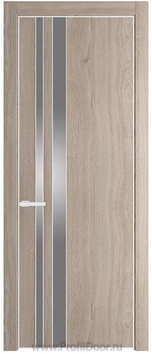 Дверь Profil Doors 20NE цвет Дуб Сонома кромка Белый матовый RAL9003 стекло Lacobel Серебро Матлак